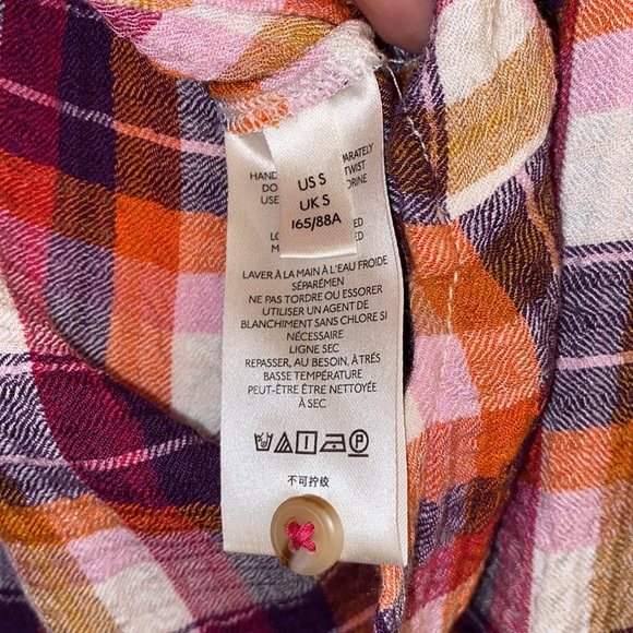 Anthro Pilcro Gauzy Knit Ruffle Button Down Peasant Blouse Shirt - Picture 9 of 11